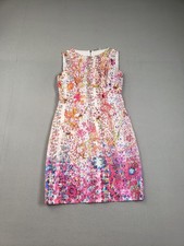 Elie Tahari Women Shift Dress 4 Multicolor Floral Back Zip Sleeveless Cocktail
