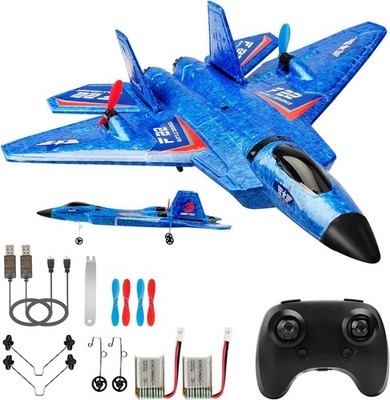 RoofWorld RC Plane, F22 Airplane Fighter Ready to Fly, 2.4Ghz Medium, Blue 