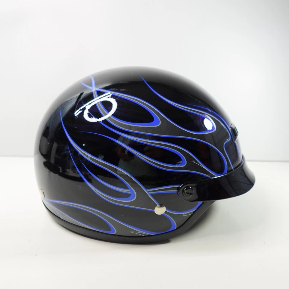 Casco de motocicleta ZIR Nomad DOT 218 talla XL negro y azul llamas Foto 2 de 4