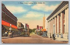 1945 Foster Street Old Cars Stores Ritz Theater Dothan Alabama AL Linen Postcard