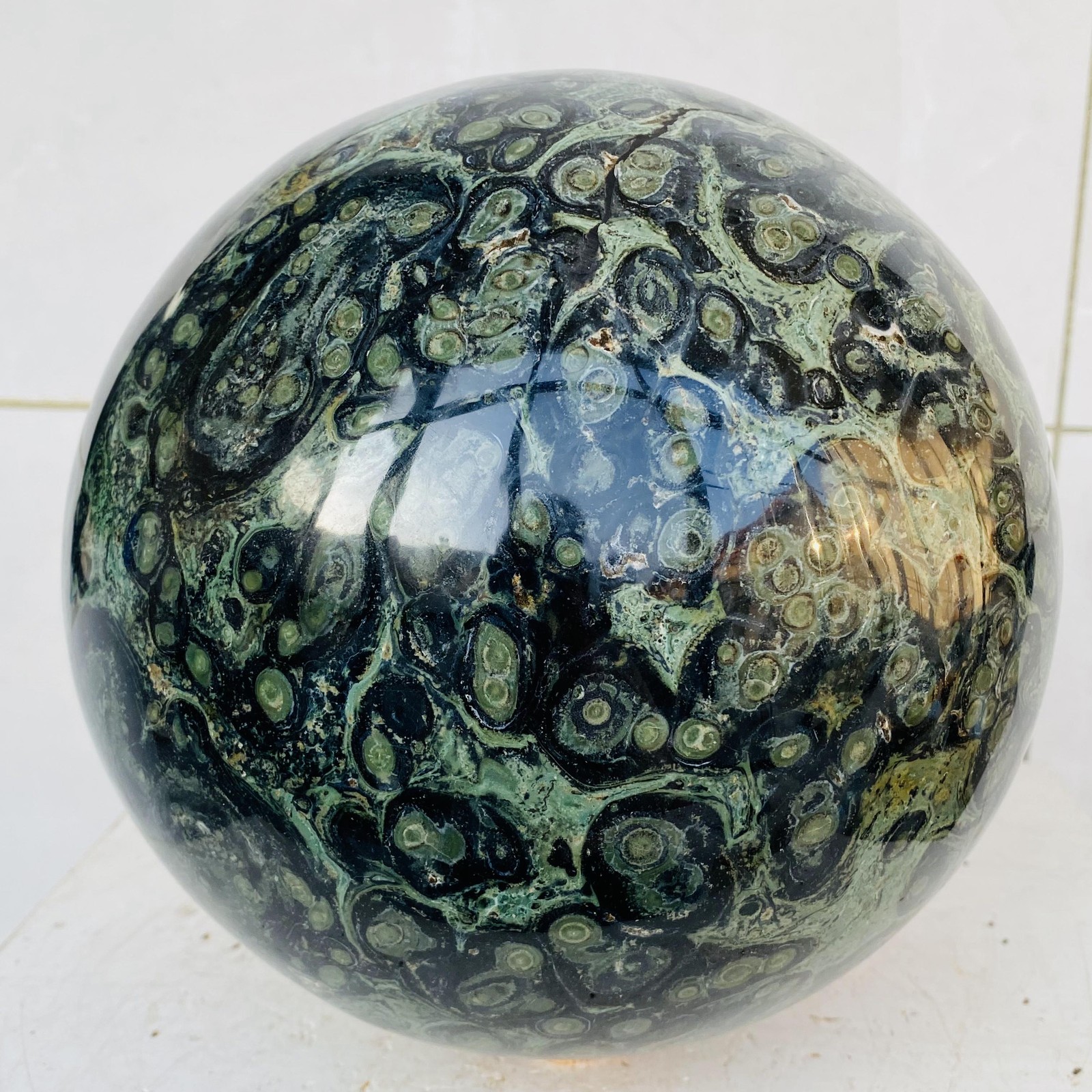 Natural Eye Green Kambaba Jasper Crystal Polishing ball Healing 12020g