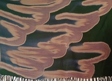 Sarong or Wallhanging, Rayon, Tie Dye, Green and Browns, 44" by 64", Fringed