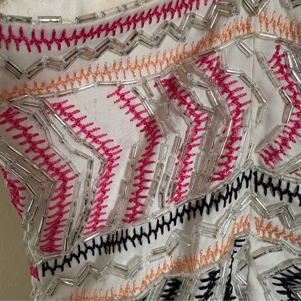 Parker Casey Beaded Patterned SequinWhite/Pink Wo… - image 8