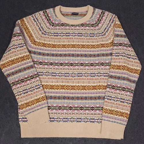 J Crew Fair Isle Lambswool Sweater Mens Large Multicolor Crewneck Pullover