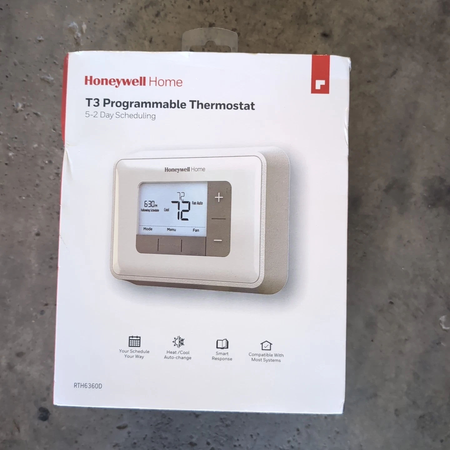 Lot Of 2 Honeywell RTH6360D 5-2 Day Programmable Thermostat - White