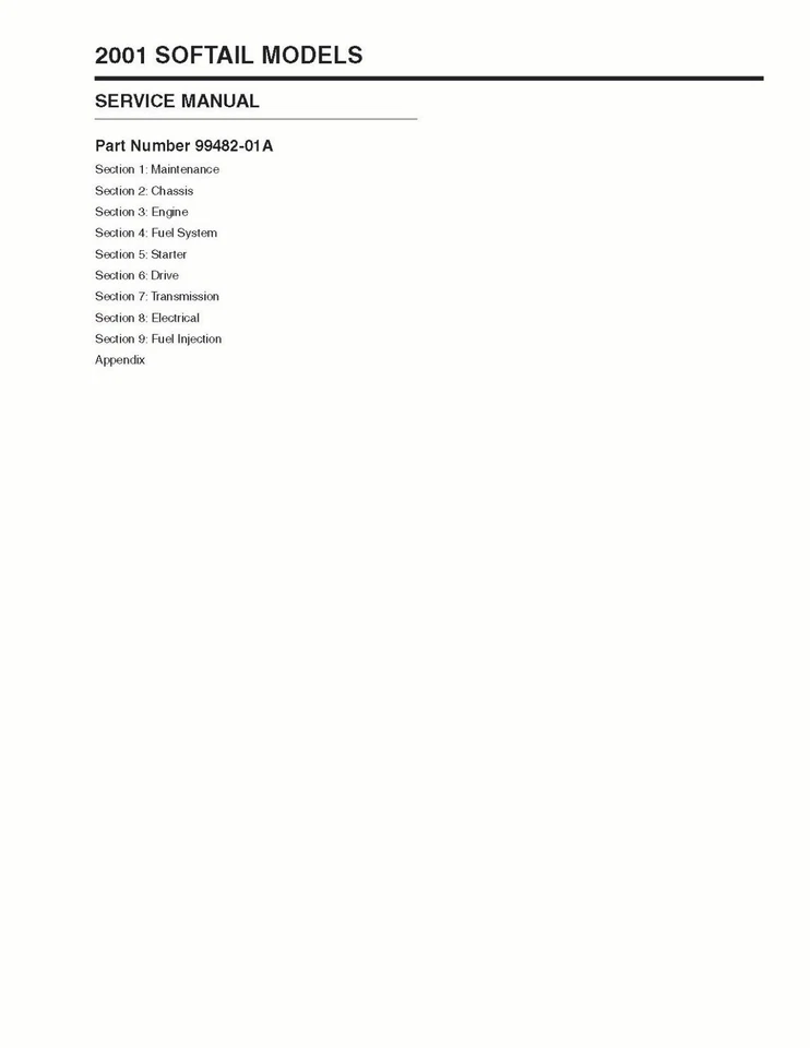 2001 Harley Davidson Softail Deuce EFI FXSTDI Service Shop Repair Manual Foto 2 de 4