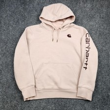 Carhartt Hoodie Womens XL 16-18 Pink Relaxed Fit Fleece Pullover Logo Sweatshirt