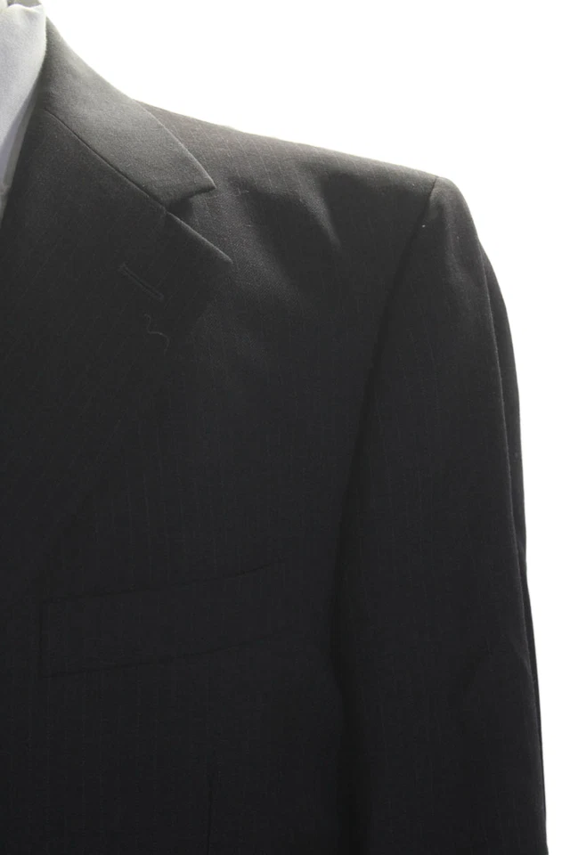 Z Zegna Mens Wool Black Striped Three Button Long Sleeve Blazer Size 54 - Image 2 of 4