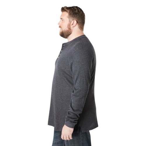 KingSize Big & Tall Henley Mens 6X BLUE Waffle Knit Thermal Long Sleeve Shirt - Picture 6 of 12