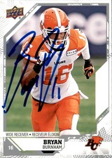 Bryan Burnham Signed 2019 Upper Deck CFL Football card BC Lions