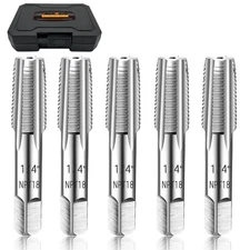 5-Piece NPT Pipe Tap Set, Precision Carbon Steel NPT Tap Thread Cutting Brill...