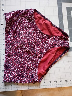 Amazon Essentials Bikini Bottom Red Pink Geo Print Women's Large UPF 50+ NWT