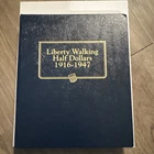 Liberty Walking Half Dollars 1917 - 1946- 30 Coins Total-Whitman coin album