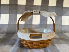 Longaberger 2008 Brown Oval Dresden Basket+Protector and liner- b3-oe
