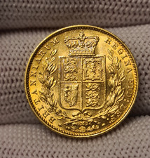 Full Sovereign Coin 1884 Mel Key Date Low Mint Shield Back Young Head 22 Carat