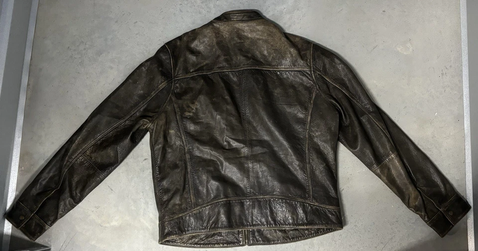 Chaqueta de cuero marrón XL Lucky Brand para hombre Foto 2 de 4