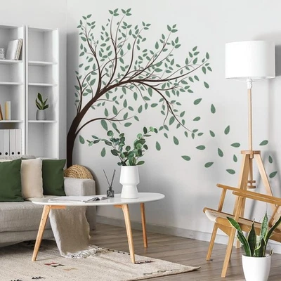 Large Wall Sticker Green Tree Branch with Butterfly for Wall Decoration - image 1 of 4