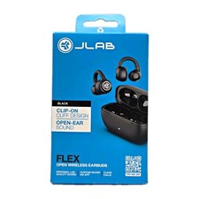 JLab FLEX Open Ear Wireless Earbuds Bluetooth 5.4 Cuff Clip-On Black New Sealed