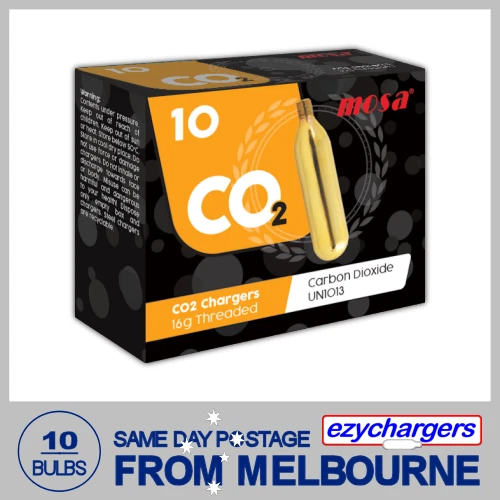 10 BULBS FOOD GRADE CARBONATION MOSA BEER CO2 BULBS 16G THREADED 10 PACK X 1 - Picture 1 of 4