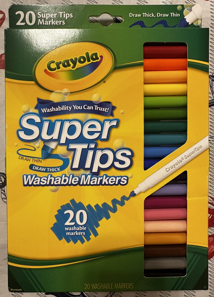 Crayola Super Tips Washable Markers 20 Assorted Colors Set Crafts