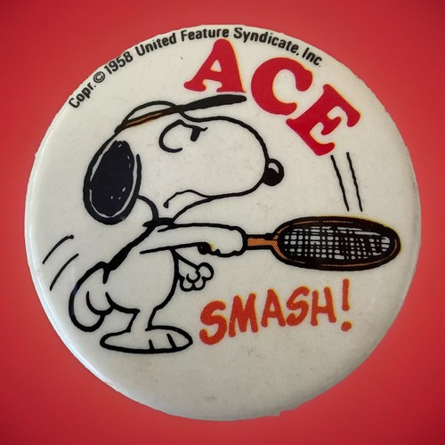 Snoopy Tennis "ACE" Button (Butterfly Originals, 1958) United Feature Syndicate