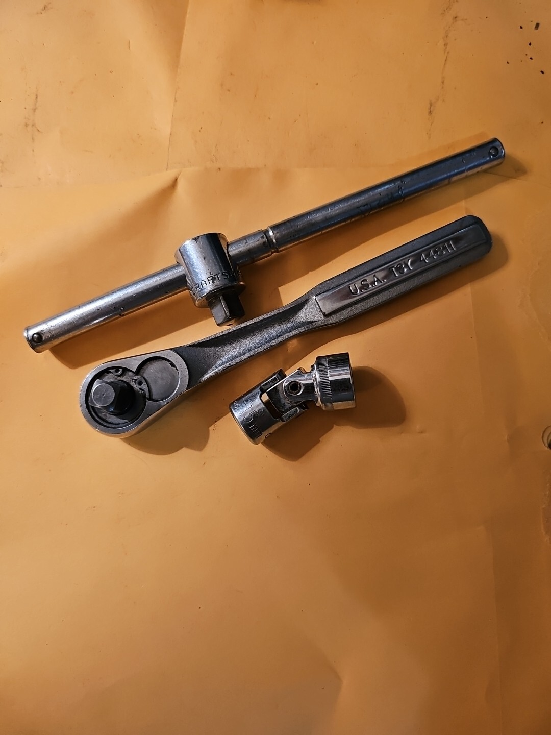 VINTAGE CRAFTSMAN 3/8 DRIVE RATCHET, T BAR, AND 15MM 6 POINT SWIVEL eBay