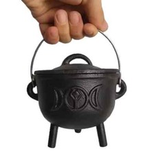 Cast Iron Witches Cauldron Witch Pagan Wicca Altar Halloween Decoration