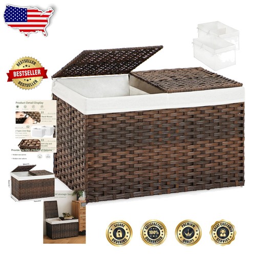 Spacious Woven Storage Basket with Lids - Ideal for Laundry & Home Organization