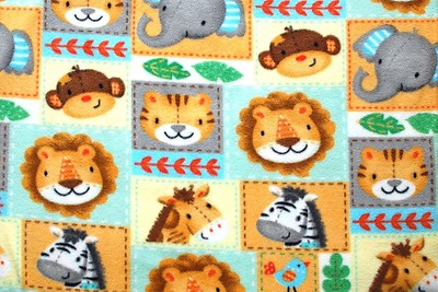 BTY*BABY LION/GIRAFFE/MONKEY/ZEBRA/ELEPHANT ANIMALS FLEECE FABRIC 1 YD 60x36''