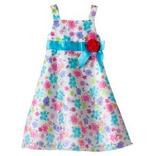 Sophie Rose Girls 4-6X Ivory Aqua Pink Floral Dressy Party Easter Summer Dress