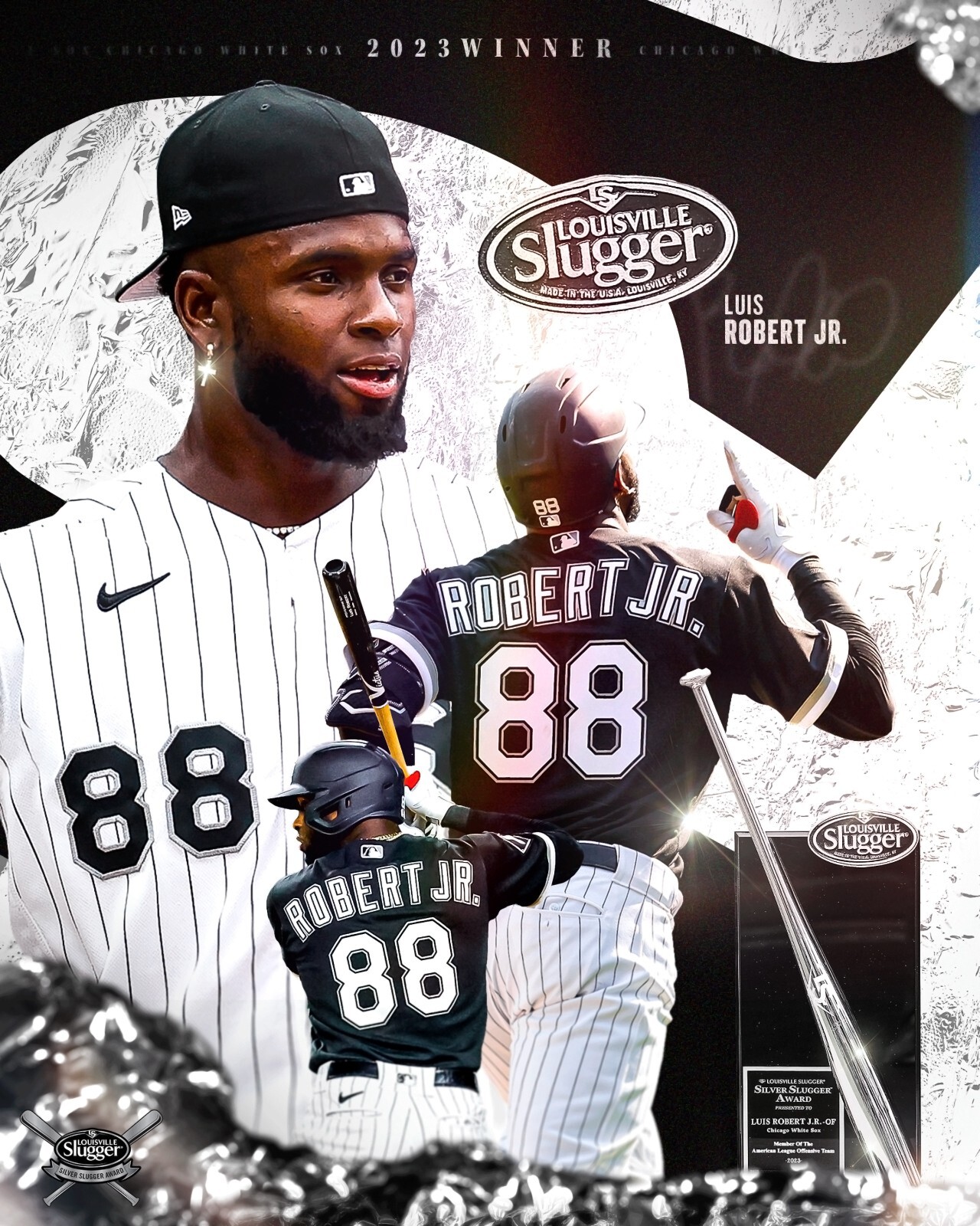 Luis Robert Jr. 2023 Silver Slugger Chicago White Sox 8x10 MLB Baseball Photo