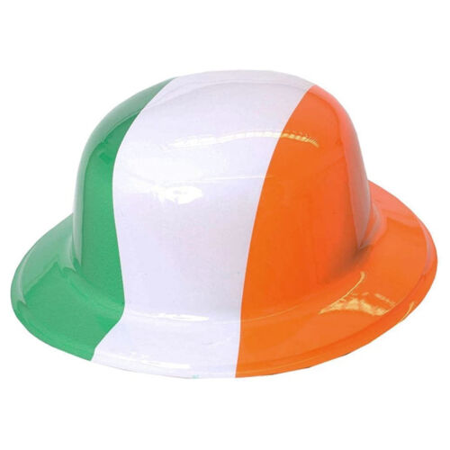 IRISH FLAG BOWLER HAT GREEN WHITE ORANGE ST PATRICKS DAY FANCY DRESS PARTY - Picture 1 of 7