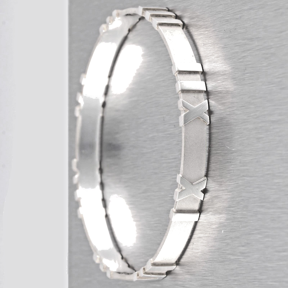 Tiffany & Co. Sterling Silver Atlas Roman Numerals Matte Bangle
