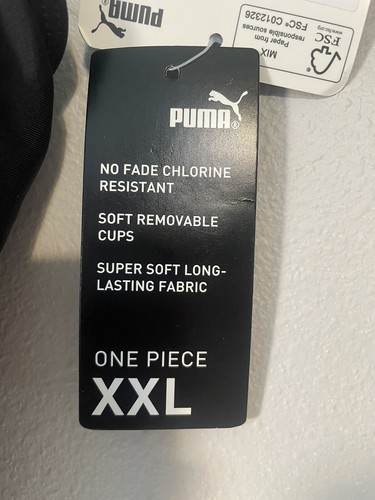 Costume da bagno donna PUMA con ruches pezzo unico nero XXL, MSRP $48, nuovo con etichette - Foto 7 di 10
