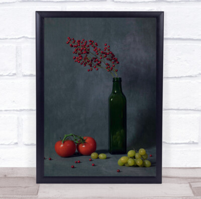 Tomaten Tomaten Trauben Vase Blumen Blumen Stillleben und Wandbilddruck