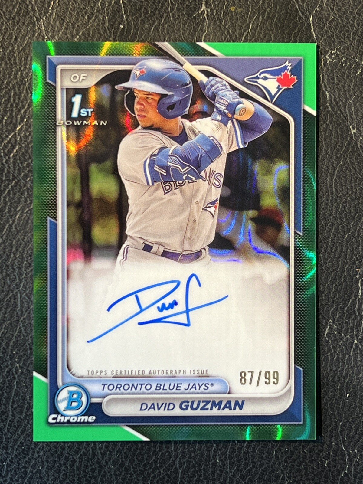 DAVID GUZMAN 2024 Bowman Chrome Green Lava Refractor Auto 87/99 1st