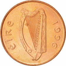 #413217 M&uuml;nze, IRELAND REPUBLIC, 2 Pence, 1996, VZ+, Copper Plated Steel, KM:2