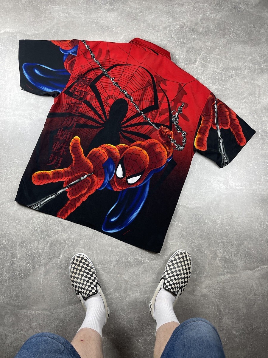 Vintage Spider Man Black Red Big Log Hawaiian Shirt Marvel Vintage Spider Man Black Red Big Log Hawaiian Shirt Marvel