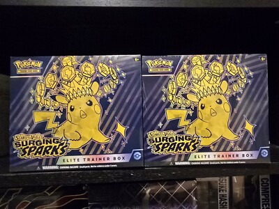 2x Pokemon Scarlet & Violet: Surging Sparks Elite Trainer Box Factory Sealed ETB