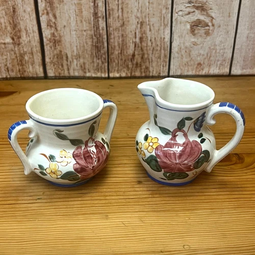 Vintage 1940s Red Wing Pottery Orleans Creamer and Open Sugar Set