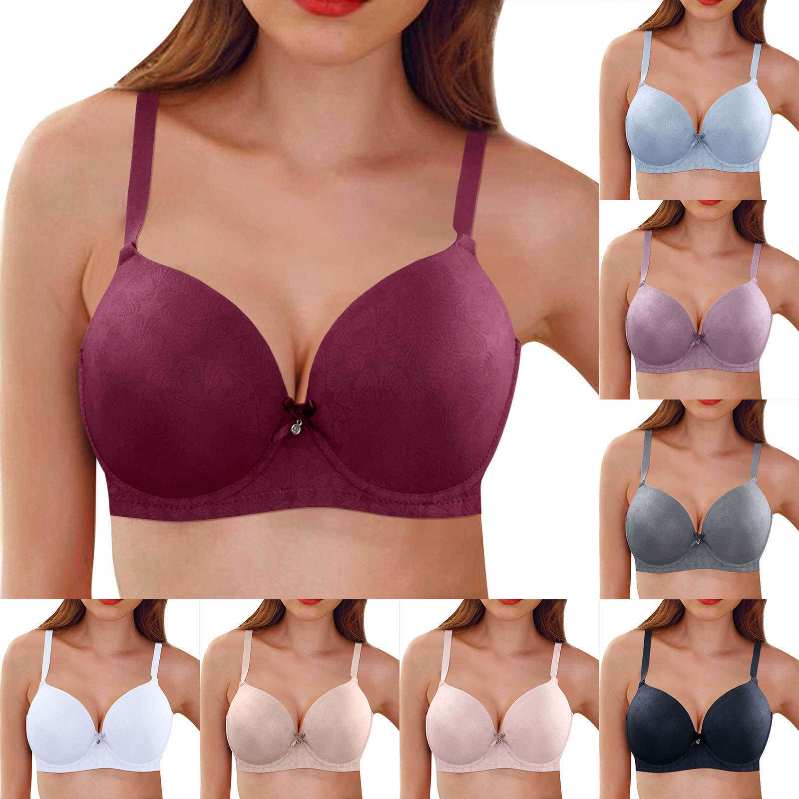 Women Sexy Lace Front Button Shaping Cup Adjustable Shoulder Strap Large Size