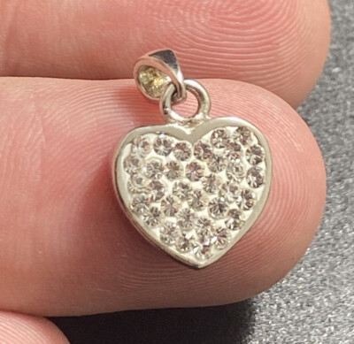 925 Charm Puffy Herz Strass Cluster Charm Dangle Anhänger