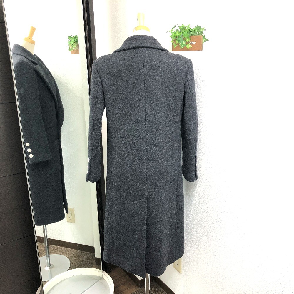 CHANEL P75847 CC Mark Camellia Button P-coat Long coat Wool