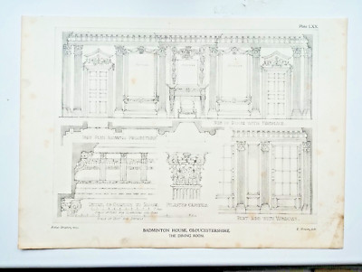 Badminton House, Gloucestershire - The Dining Room - Antique Print - 1920