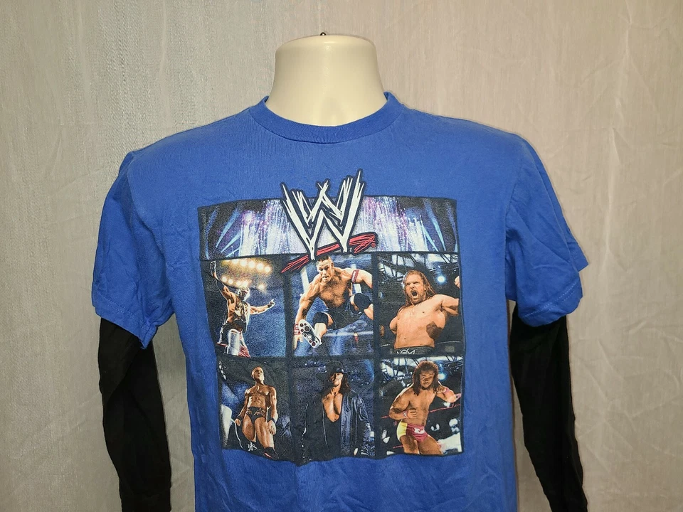2011 WWE Boys Camiseta Grande Azul Manga Larga Cena HHH Randy Orton Undertaker Kofi Foto 2 de 4