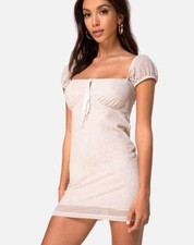 UO Motel Rocks Gaina Flock Ditsy Leopard Taupe Mini Bodycon Dress NWT Size XS