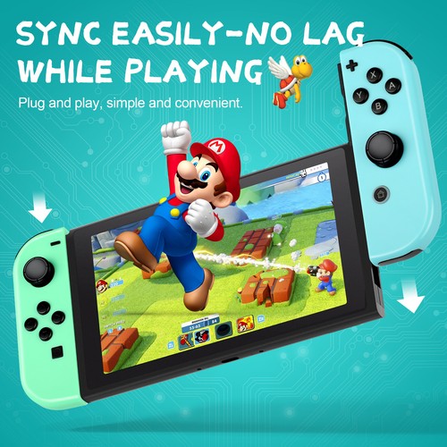 1 Pair Wireless Controller For Nintendo Switch Joy-con Gamepad W Straps-Red+Blue - Picture 14 of 21