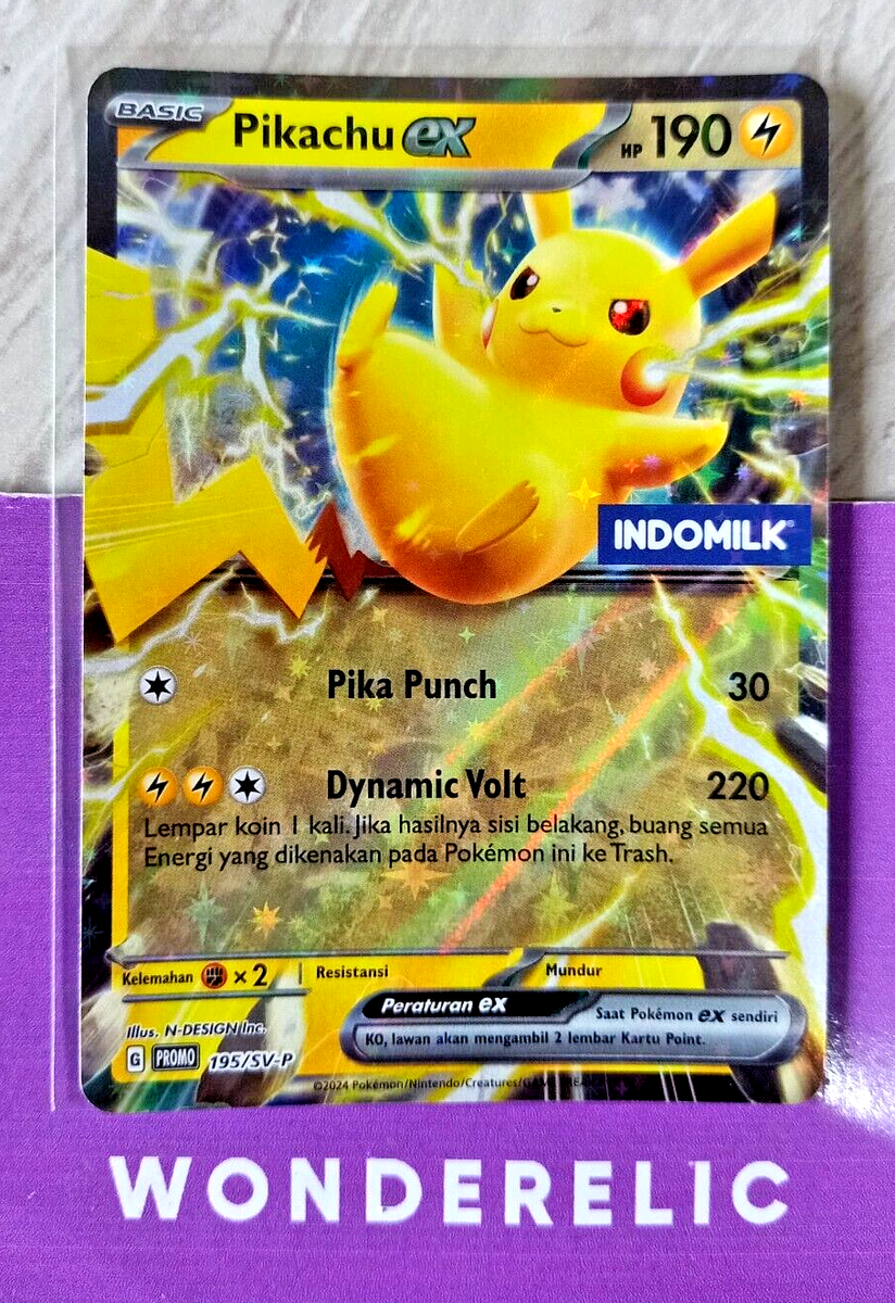 ポケモンカードゲーム PIKA PIKA Pikachu Ex 195/SV-P Pokemon Indomilk Promo Holo Stamped Pokemon