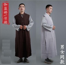 New Unisex Shaolin Buddhist Monk Garan Coats Robes Meditation Gown Long Vest