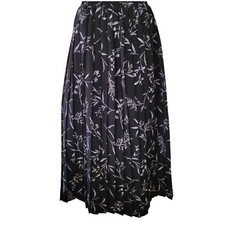 Vtg Jantzen Classics Womens ALine Skirt Size 14 Midi Pleated Black Purple Floral